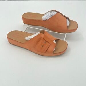 Kork-Ease Womens Mesa Slide Sandals 7M Orange Leather Wedge KE0023508 Studs